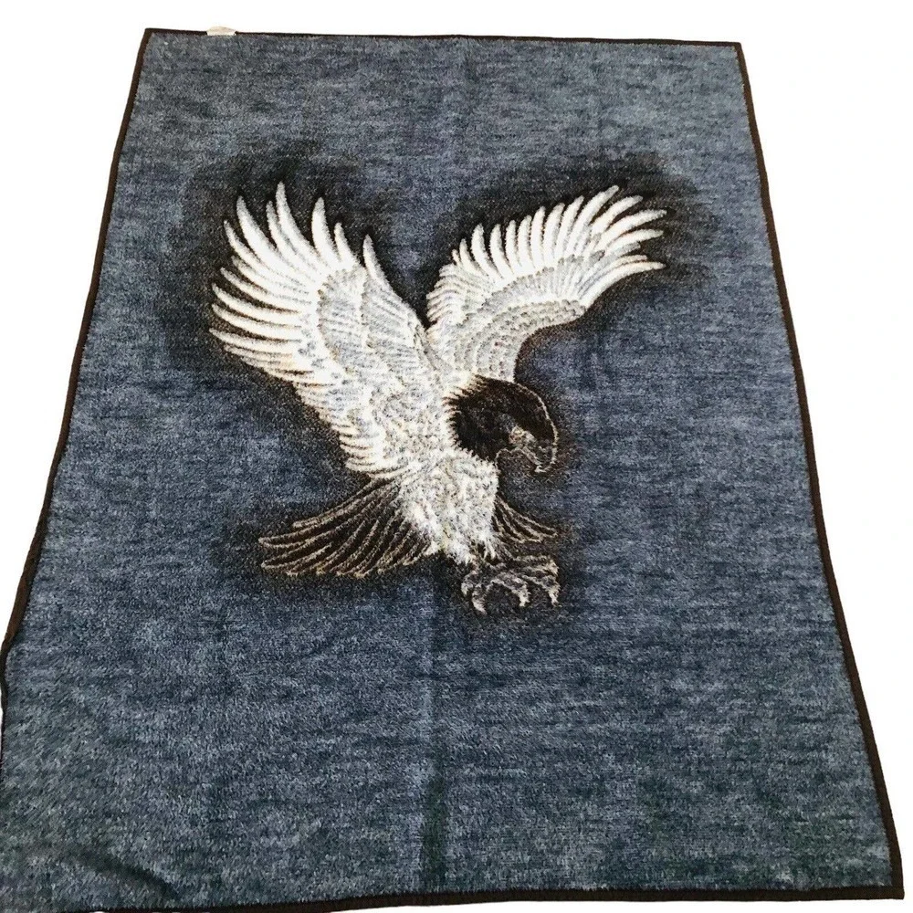 Safari Weavers ￼EAGLE Reversible Harley Blanket Plush Rare wall Art W Germany